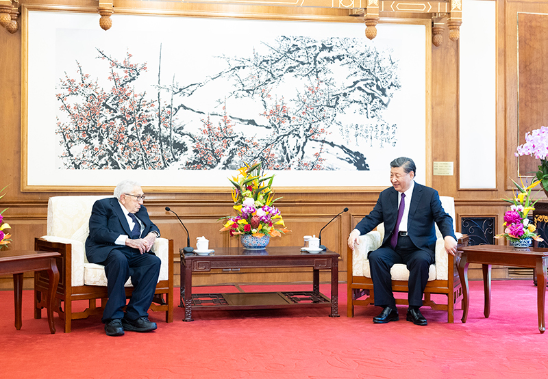 2023年7月20日，习近平主席在北京钓鱼台国宾馆会见美国前国务卿基辛格。